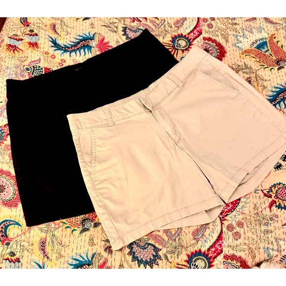 The Limited / Sonoma Pants - Lot 2Pairs Women's Shorts Size 12 The Limited & Sonoma Black & Khaki Flat Front